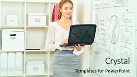  Presentation with business training - Audience pleasing slide set consisting of teacher hr - business woman making a presentation backdrop and a  colored foreground