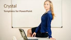  Presentation with modern - Presentation theme consisting of teacher hr - young businesswoman working background and a cream colored foreground