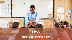  Presentation with school elementary - Theme having teacher in a classroom background and a red colored foreground