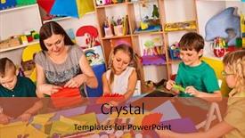  Presentation with children hands - Slide deck having teacher in class room development background and a red colored foreground