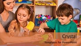  Presentation with kids development - Colorful presentation design enhanced with teacher in class room development backdrop and a red colored foreground