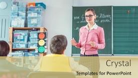  Presentation with black students - Audience pleasing theme consisting of teacher-in-class-with-fourth backdrop and a yellow colored foreground