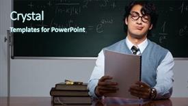  Presentation with math teacher - Slide deck enhanced with teacher in front of chalkboard background and a  colored foreground