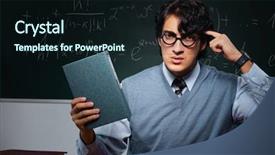  Presentation with math teacher - Slide set enhanced with teacher in front of chalkboard background and a  colored foreground