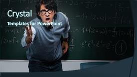  Presentation with math teacher - Audience pleasing theme consisting of teacher in front of chalkboard backdrop and a  colored foreground