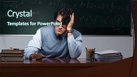  Presentation with math teacher - Colorful presentation theme enhanced with teacher in front of chalkboard backdrop and a  colored foreground