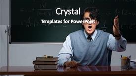  Presentation with math teacher - Beautiful slide deck featuring teacher in front of chalkboard backdrop and a  colored foreground