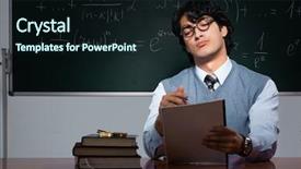  Presentation with math teacher - Theme enhanced with teacher in front of chalkboard background and a wine colored foreground