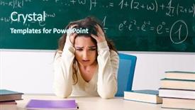  Presentation with mathematical physics - Presentation theme having mathematical physics - young female math teacher background and a ocean colored foreground