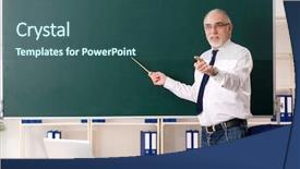  Presentation with black chalkboard chalk dust - Beautiful presentation design featuring teacher in front of chalkboard backdrop and a  colored foreground