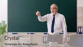  Presentation with aged study - Presentation theme featuring teacher in front of chalkboard background and a light gray colored foreground