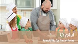  Presentation with dance teacher and children - Colorful theme enhanced with teacher in kitchen during cooking backdrop and a coral colored foreground