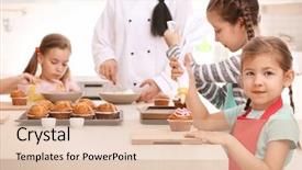  Presentation with cooking kids - Slide deck having teacher in kitchen during cooking background and a lemonade colored foreground