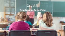  Presentation with class - Cool new slides with teacher-in-school-class backdrop and a gray colored foreground