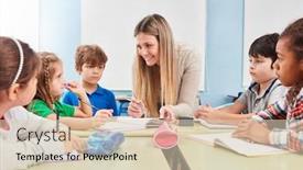  Presentation with school kids - Cool new slide set with teacher-is-doing-homework-help backdrop and a lemonade colored foreground