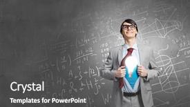  Presentation with acting - Presentation design with teacher leader - young smiling businessman acting background and a dark gray colored foreground