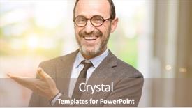  Presentation with blonde holding magnifying glass - Colorful presentation design enhanced with teacher man using glasses holding backdrop and a coral colored foreground