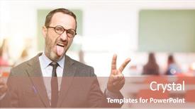  Presentation with eye glasses looking at world - Amazing presentation theme having teacher man using glasses looking backdrop and a coral colored foreground