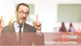  Presentation with teacher - Beautiful slide set featuring teacher man using glasses pointing backdrop and a coral colored foreground
