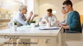  Presentation with meeting table - Audience pleasing presentation consisting of teacher meeting around table with students backdrop and a coral colored foreground