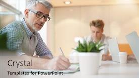  Presentation with meeting table - Amazing slides having teacher meeting around table with students backdrop and a soft green colored foreground