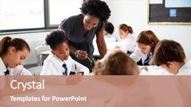  Presentation with high school students - Presentation theme enhanced with teacher motivation - female high school tutor helping background and a coral colored foreground