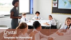  Presentation with high school diversity - Slide deck with teacher motivation - female high school tutor helping background and a tawny brown colored foreground