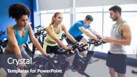  Presentation with gym - Presentation design enhanced with teacher motivation - fit people in a spin background and a ocean colored foreground