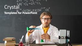  Presentation with chemical reaction - Presentation design enhanced with teacher-of-chemistry-showing-chemical background and a dark gray colored foreground