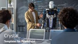  Presentation with automation - Beautiful slides featuring teacher-of-technical-university-standing backdrop and a gray colored foreground