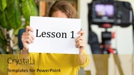  Presentation with recording - PPT theme having teacher-or-vlogger-recording background and a gold colored foreground