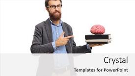  Presentation with teacher - Slide set with teacher pointing at a brain background and a white colored foreground