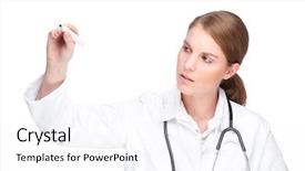  Presentation with graphics - PPT theme featuring teacher presentation - young doctor is drawing some background and a white colored foreground