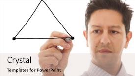  Presentation with diagram - Colorful slide deck enhanced with business cycle - businessman drawing a diagram backdrop and a soft green colored foreground