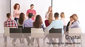  Presentation with elderly people exercise patient training - Beautiful slides featuring professional training - group of people with business backdrop and a coral colored foreground