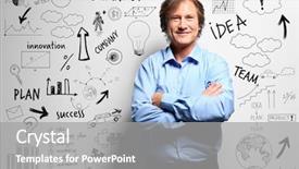  Presentation with business idea modern abstract - Amazing PPT theme having teacher strategy - mature man presenting business ideas backdrop and a light gray colored foreground