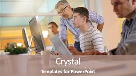  Presentation with apprenticeship - Presentation theme with people 18 - students in apprenticeship attending computing background and a coral colored foreground