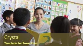  Presentation with elementary school - Beautiful theme featuring teacher-reading-to-her-elementary backdrop and a  colored foreground