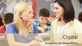  Presentation with pupil - Colorful slides enhanced with teacher reading with female pupil backdrop and a lemonade colored foreground