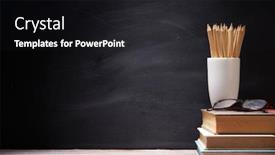  Presentation with pencils - Cool new theme with teacher-s-glasses-books backdrop and a dark gray colored foreground