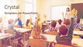  Presentation with school elementary - PPT layouts having teacher sitting in classroom background and a cream colored foreground