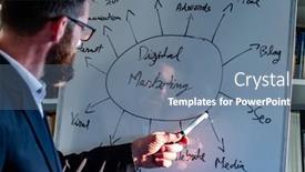  Presentation with speaking - PPT layouts with teacher-speaking-about-digital-marketing background and a seafoam green colored foreground