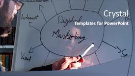  Presentation with marketing - Theme consisting of teacher-speaking-about-digital-marketing background and a gray colored foreground