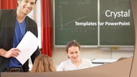  Presentation with math lesson - PPT theme with teacher standing while math lesson background and a gray colored foreground