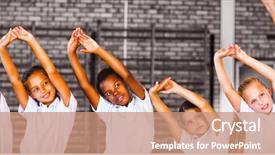  Presentation with kids exercise - Colorful presentation theme enhanced with teacher teaching exercise to school backdrop and a coral colored foreground