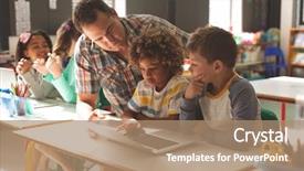  Presentation with back school - Slides having teacher teaching how to use background and a coral colored foreground