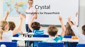  Presentation with school kids - PPT layouts featuring teacher teaching kids in classroom background and a white colored foreground