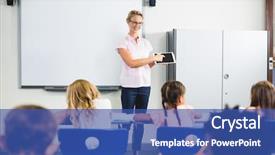  Presentation with table in a classroom cheating - Slides enhanced with teacher teaching kids on digital background and a ocean colored foreground