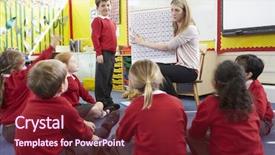  Presentation with school elementary - Amazing slide set having teacher teaching maths to elementary backdrop and a tawny brown colored foreground