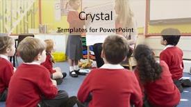  Presentation with elementary education math - Audience pleasing presentation consisting of teacher teaching maths to elementary backdrop and a soft green colored foreground